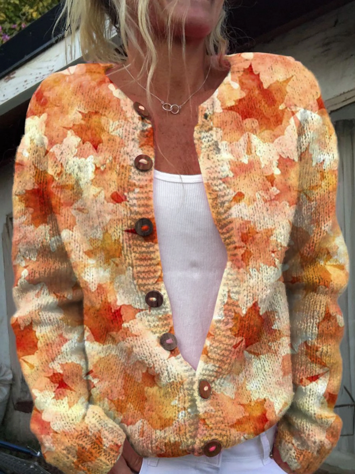 Briarwood | Cardigan in Maglia con Foglie d'Acero