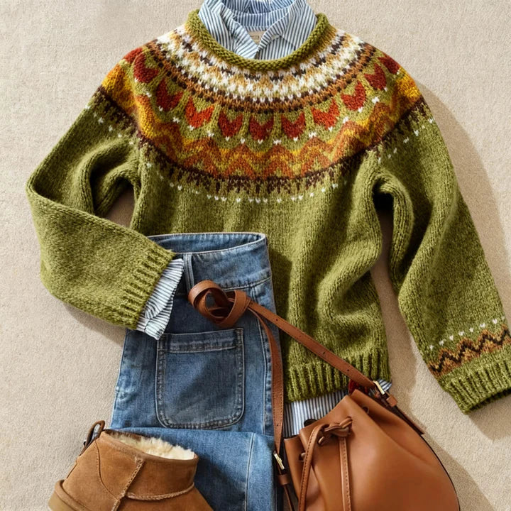 Jasmine™ | Maglione lavorato a maglia classico vintage