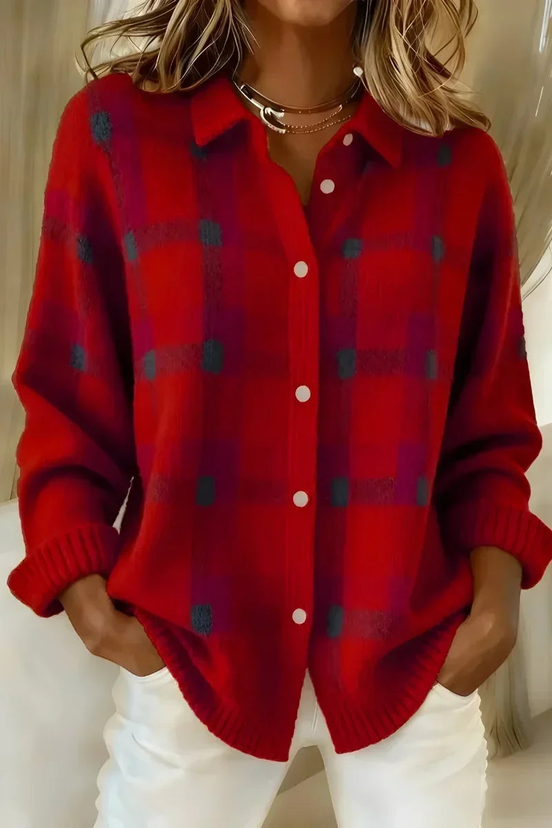 Brittany™ | Cardigan morbido a quadri con bottoni
