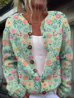 Foxfield | Cardigan in Maglia con Fiori Pastello