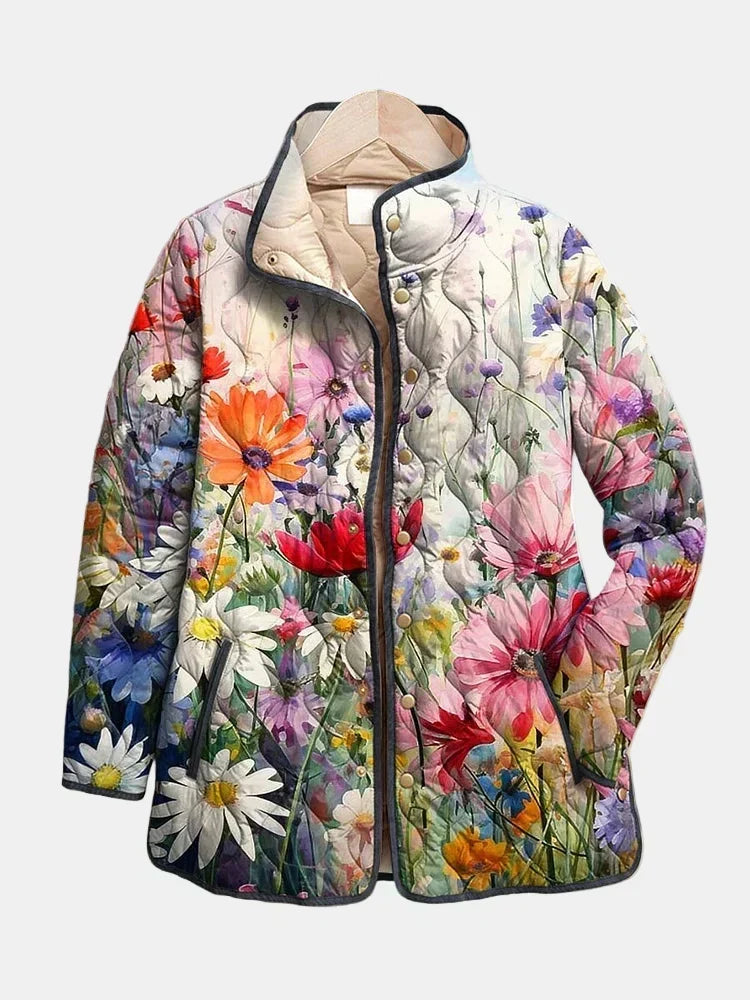 Kaia | Incantevole giacca trapuntata con stampa floreale vintage