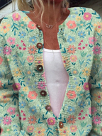 Foxfield | Cardigan in Maglia con Fiori Pastello