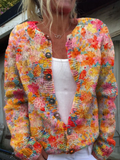 Helena | Cardigan in Maglia con Stampa Floreale Dipinta