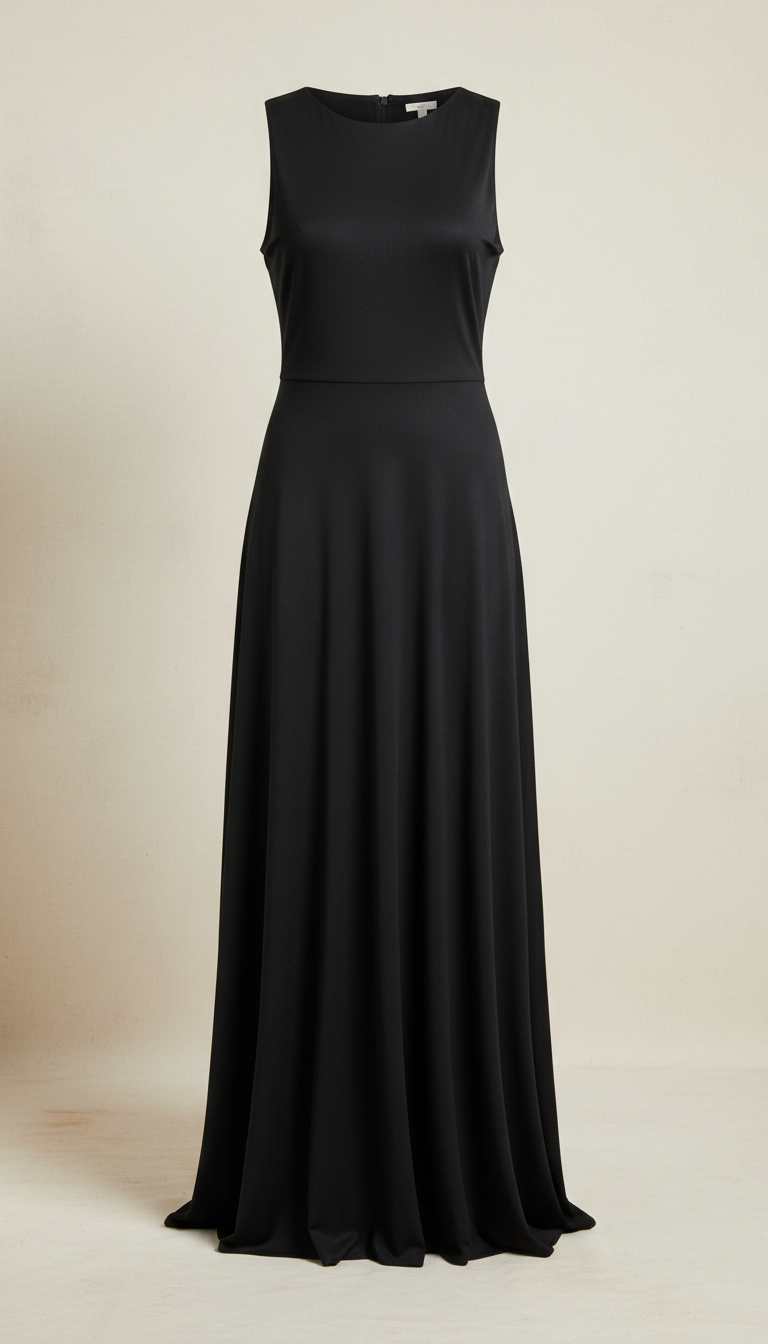 Abito midi nero drappeggiato