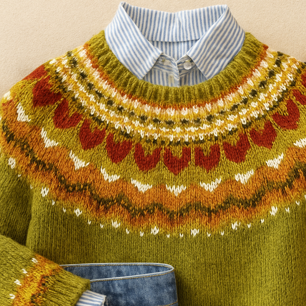 Jasmine™ | Maglione lavorato a maglia classico vintage