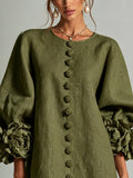 Abito Mini a Camicia Floreale Verde Oliva con Polsini Floreali Stravaganti