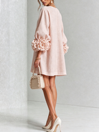 Abito Mini Floreale Rosa Con Bottoni Con Maniche Floreali Sorprendenti