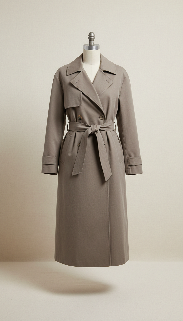 Trench grigio caldo con cintura