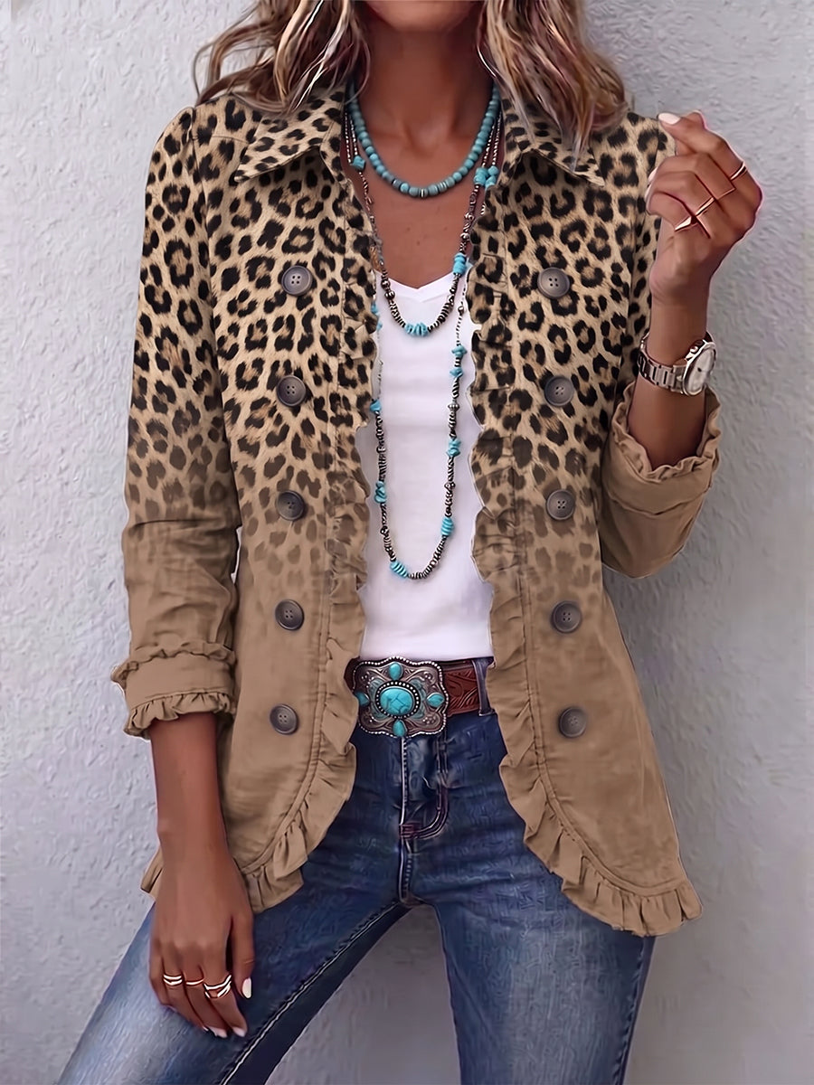Tawny™ | Giacca a volant con gradiente leopardato in stile vintage