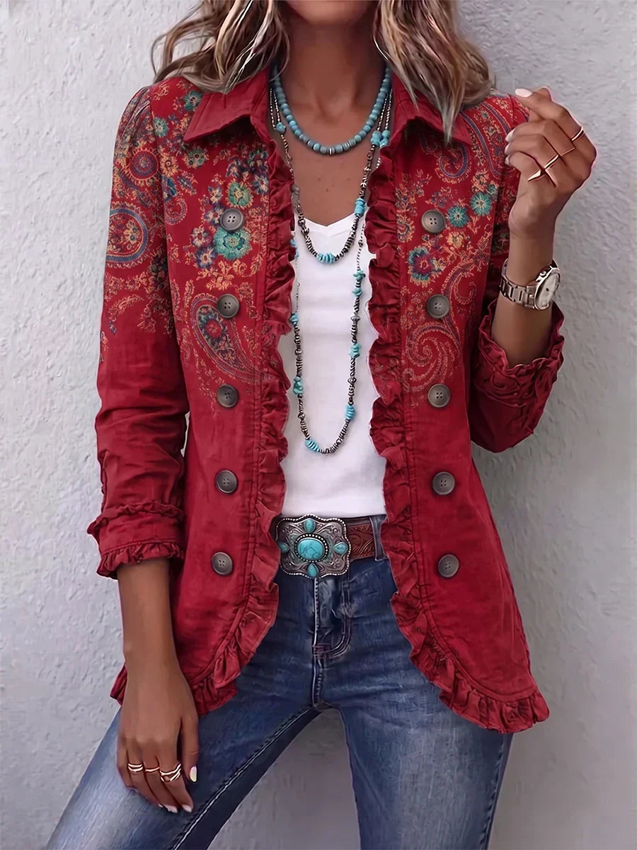 Fayrene™ | Giacca bohemien con volant dal motivo paisley