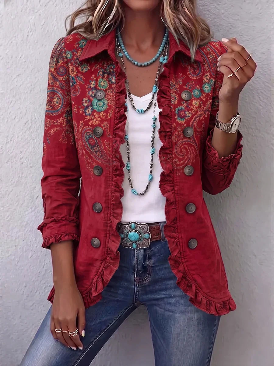 Fayrene | Giacca Paisley Bohémien con Ruches