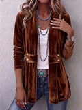 Holliwell™ | Giacca vintage con revers, dettaglio a bottoni, maniche lunghe, apertura frontale