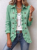 Charlene™ | Giacca a quadri gingham con volant e chiusura a bottoni