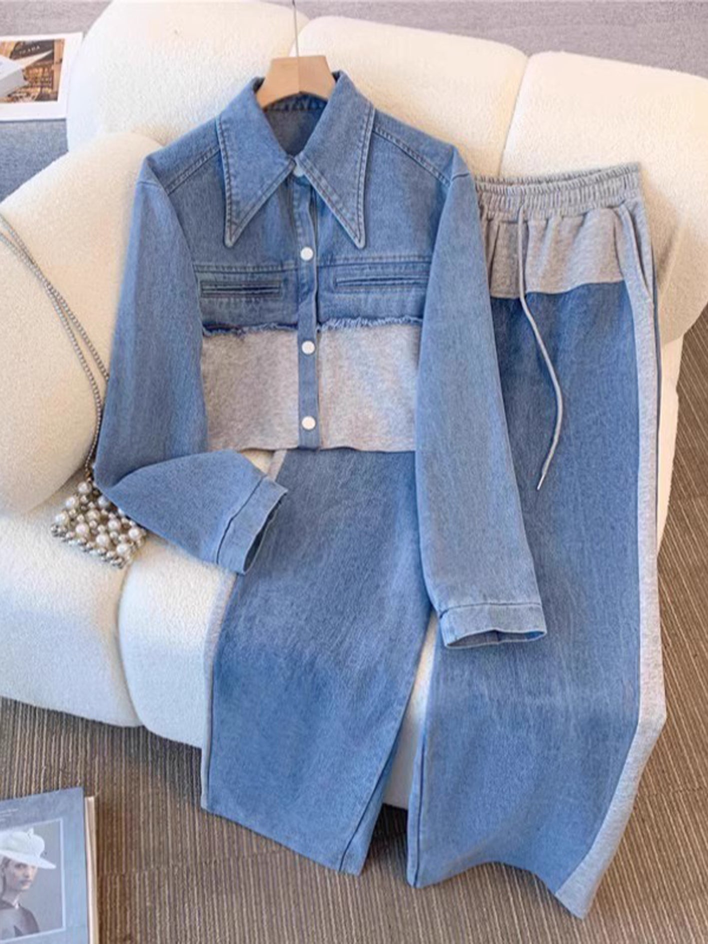 Holbrook™ | Giacca corta a blocchi di colore e pantaloni a gamba larga