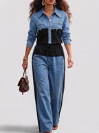 Holbrook | Completo Giacca Corta Color Block e Pantaloni Palazzo