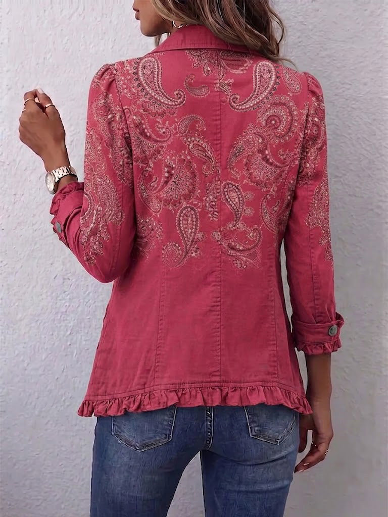 Anouk™ | Giacca vintage con stampa paisley a balze