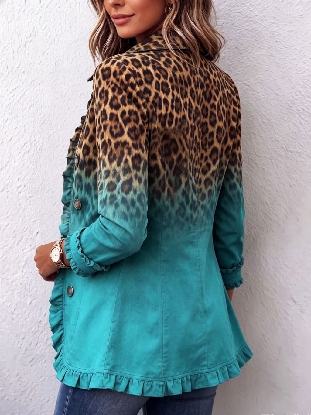 Elspeth™ | Blazer con volante leopardato sfumato