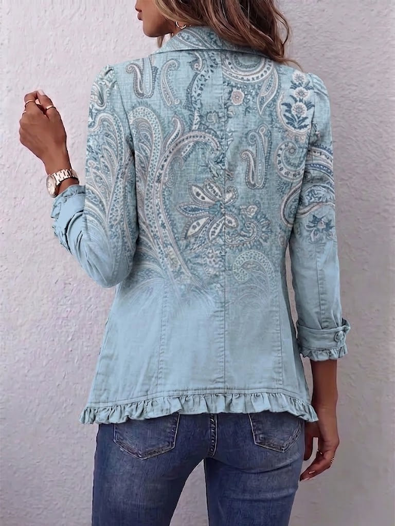 Estrella™ | Giacca vintage con stampa paisley e volant