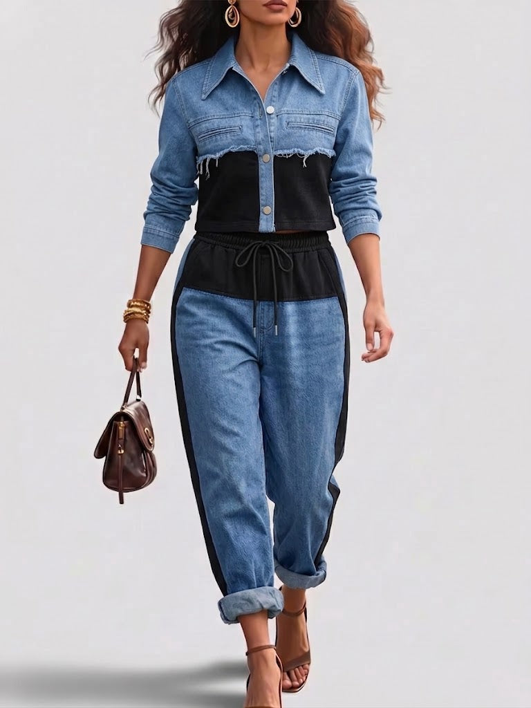 Holbrook™ | Giacca corta a blocchi di colore e pantaloni a gamba larga