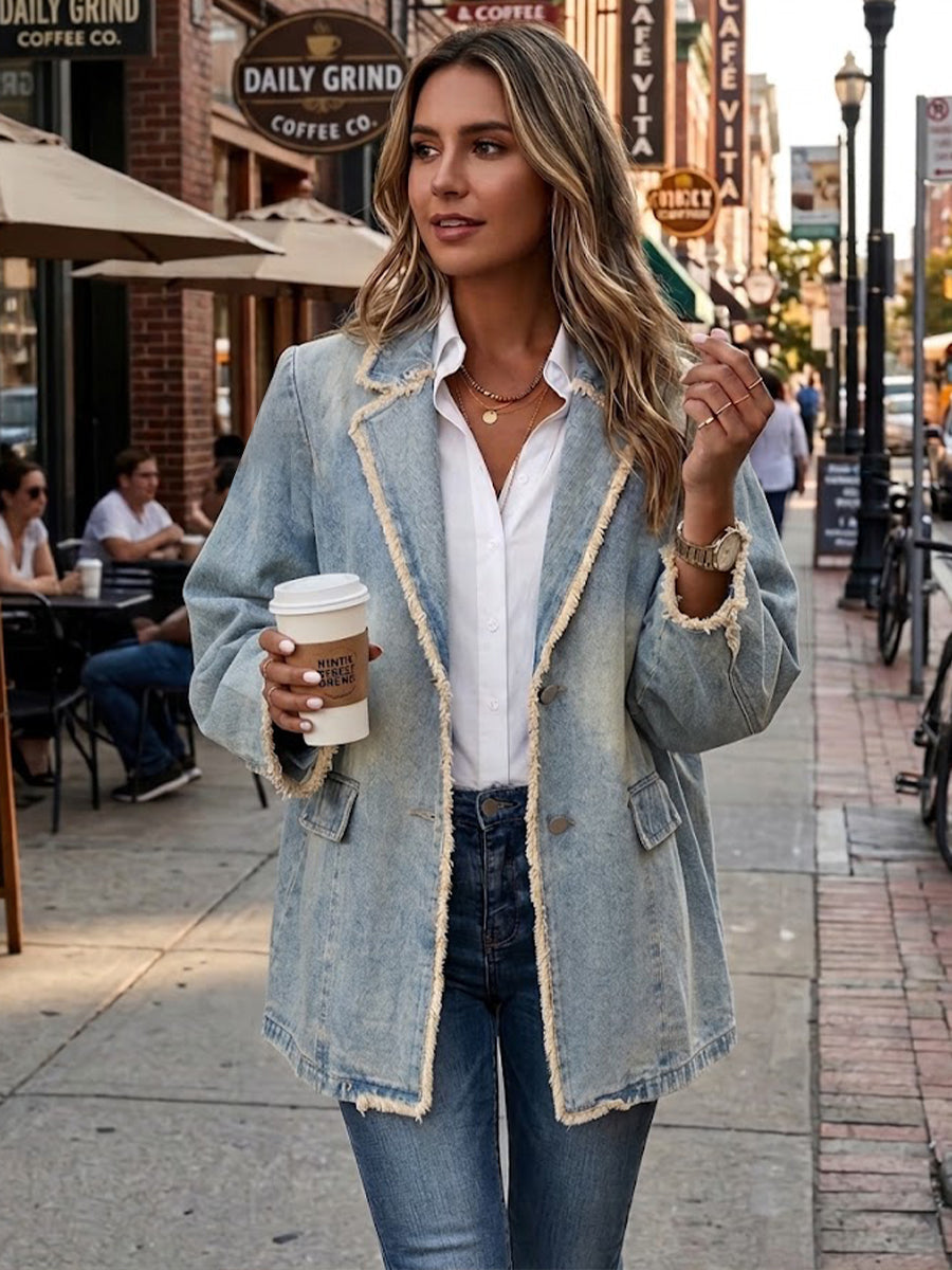 Dionne™ | Blazer oversize in stile vintage con bordi grezzi