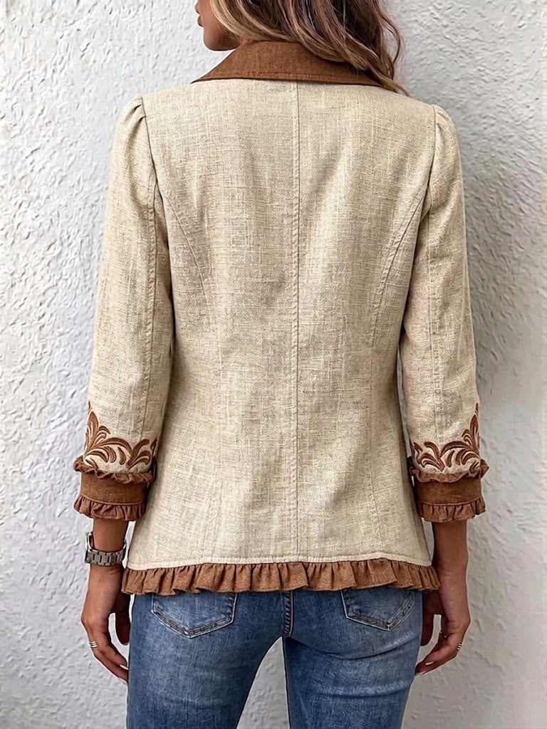 Dawncroft™ | Giacca vintage bohemiana floreale con volant