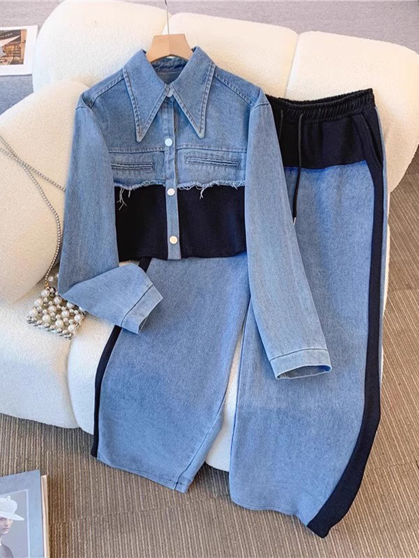 Holbrook™ | Giacca corta a blocchi di colore e pantaloni a gamba larga